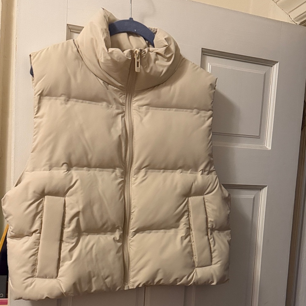 Zara Cream Quilted Puffer Vest